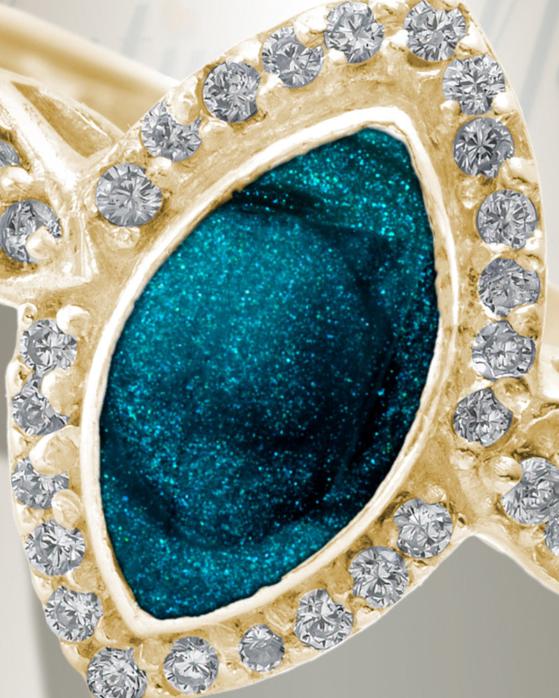 Solid 14K Gold Women's Sanctuary Ash Ring with Aqua