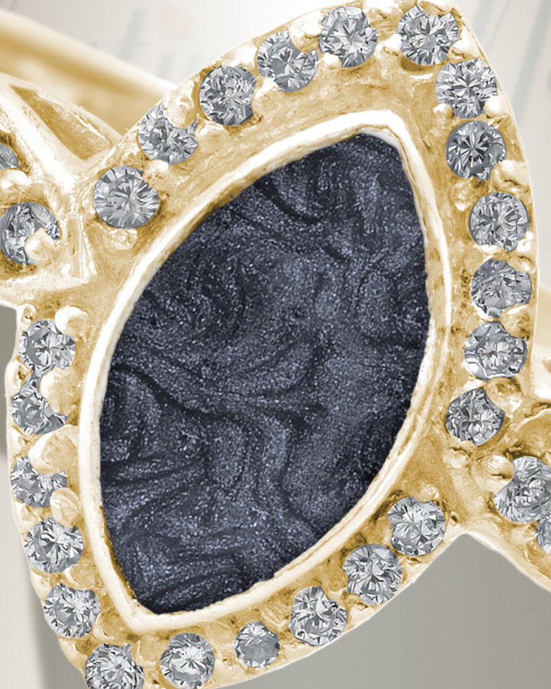 Solid 14K Gold Women's Sanctuary Ash Ring with Slate