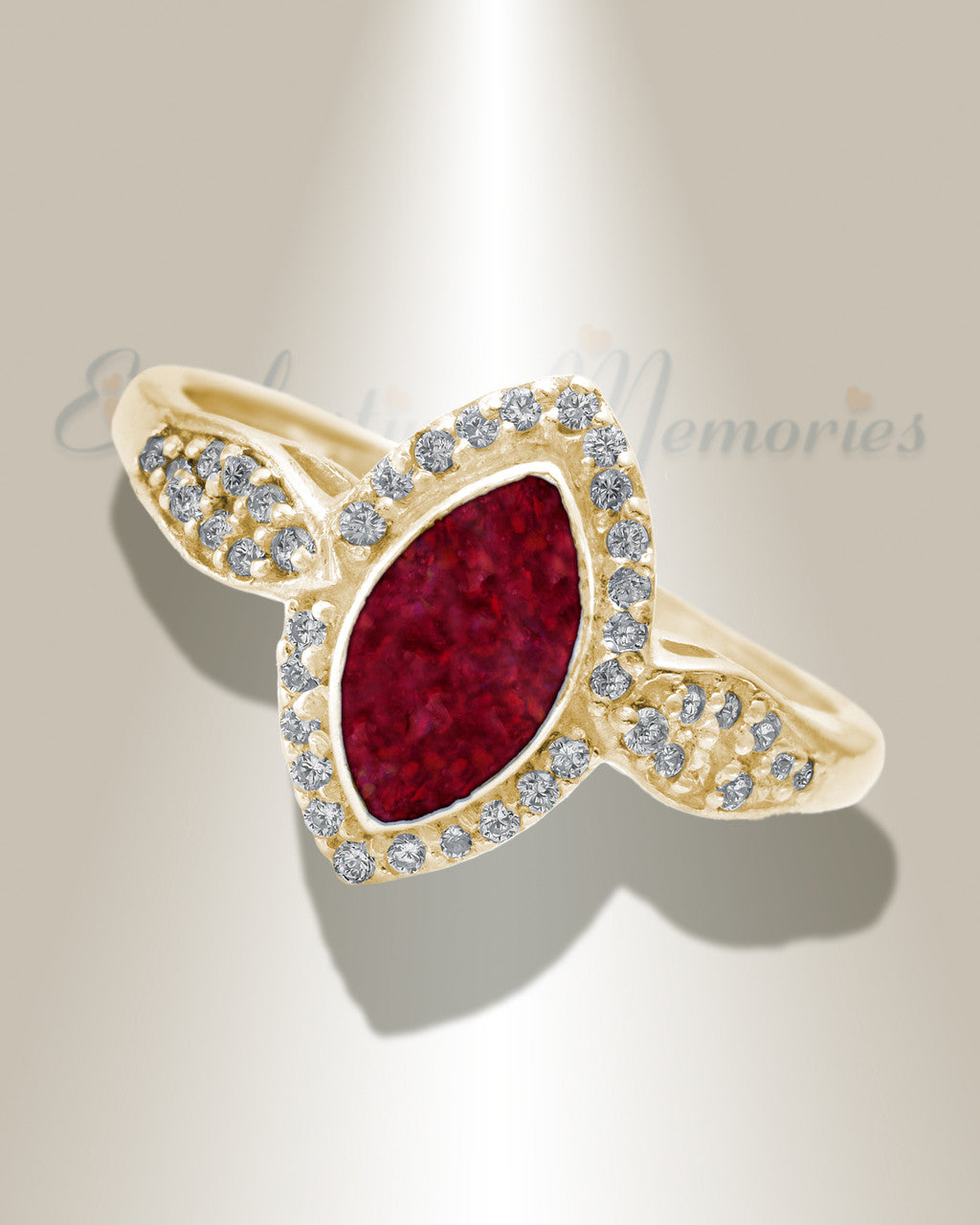 Solid 14K Gold Women's Sanctuary Ash Ring with Scarlet Pearl Opal