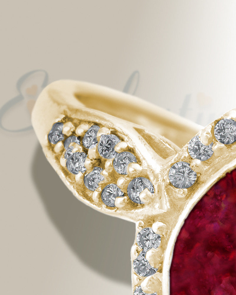 Solid 14K Gold Women's Sanctuary Ash Ring with Scarlet Pearl Opal