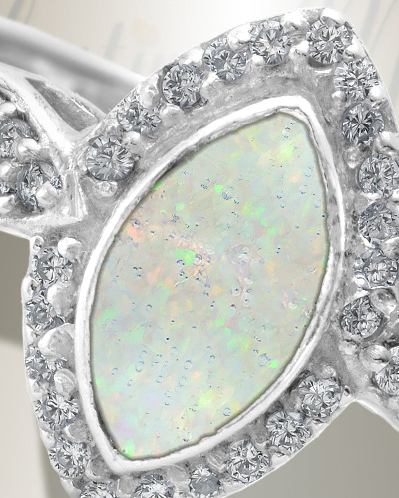 Women's Sterling Silver Sanctuary Ash Ring with Crushed Cream Opal