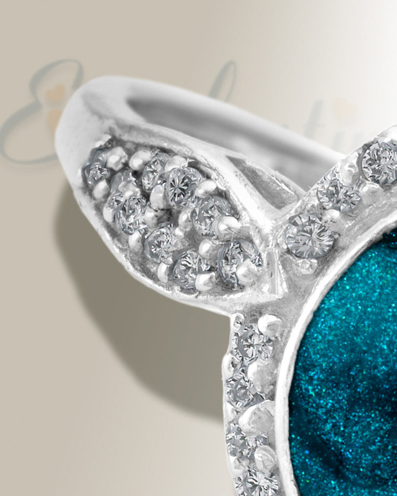 Women's Sterling Silver Sanctuary Ash Ring with Aqua