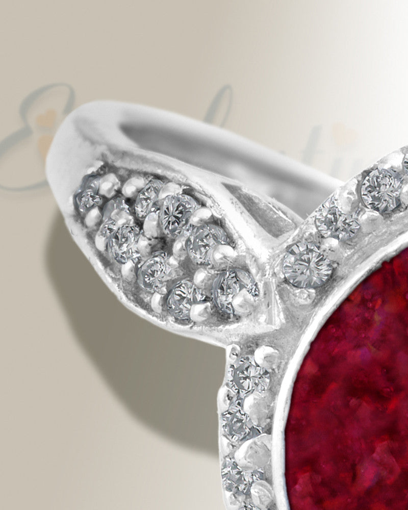 Women's Sterling Silver Sanctuary Ash Ring with Scarlet Pearl Opal