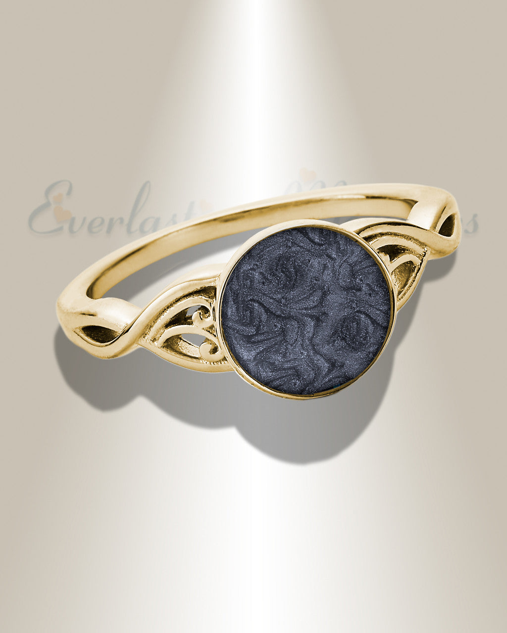 Solid 14K Gold Women's Katina Ash Ring with Slate