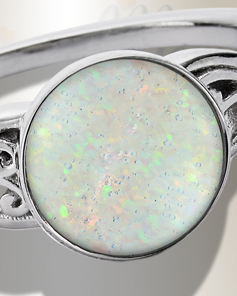 Women's Sterling Silver Katina Ash Ring with Crushed Cream Opal