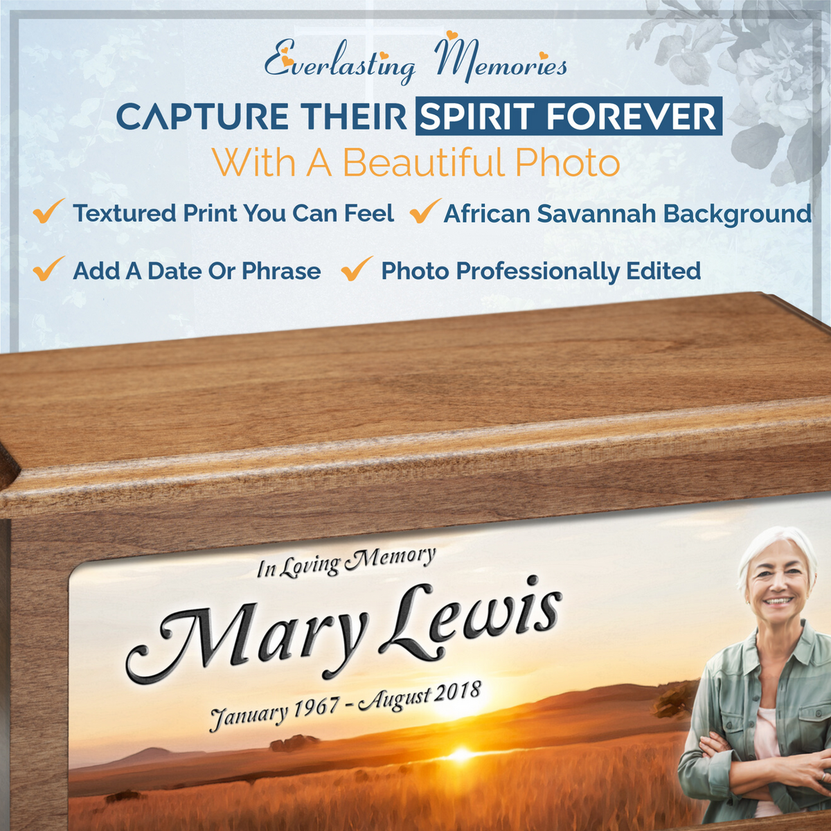 African Savanna Photo Cremation Urn