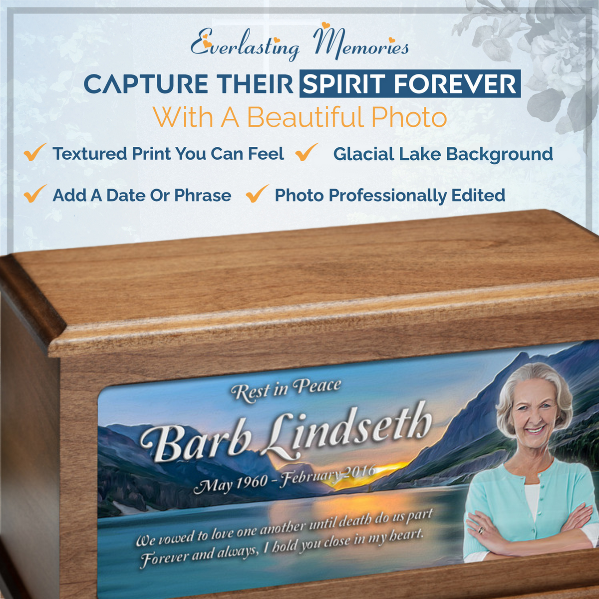 Glacial Lake Photo Cremation Urn