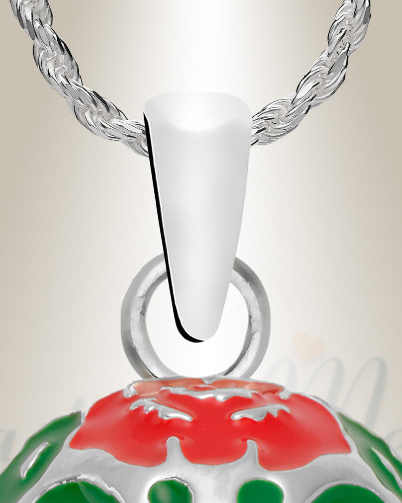 Sterling Silver Colorful Calavera Cremation Urn Pendant