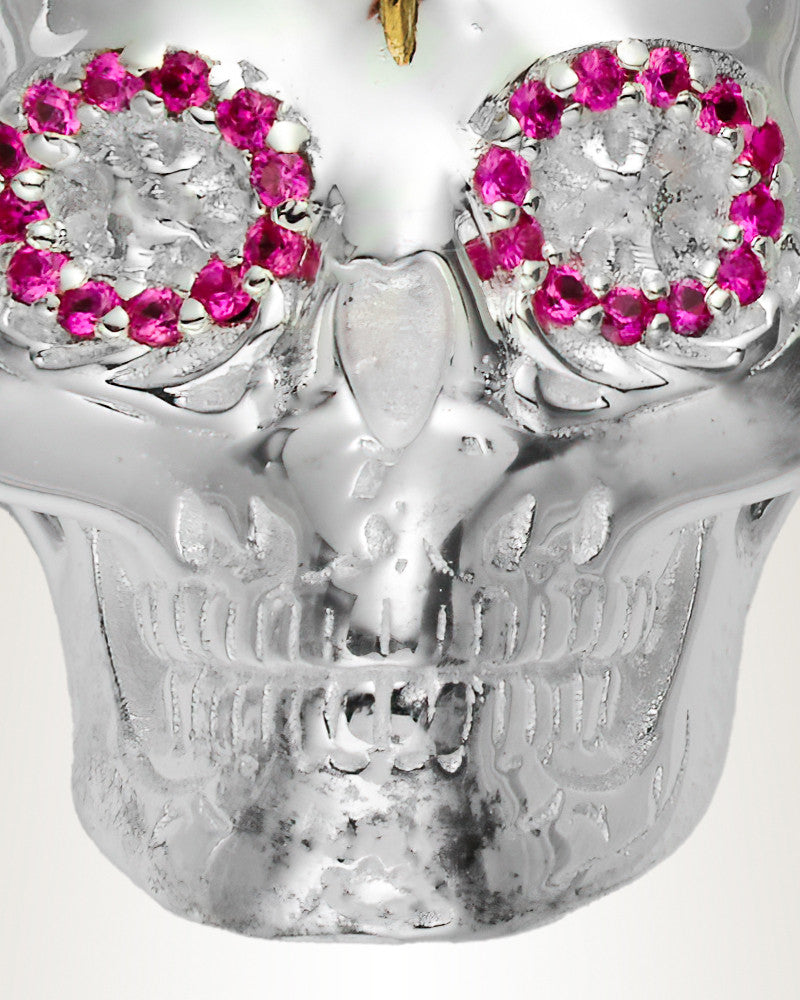 Sterling Silver Calavera with Gemstones Cremation Urn Pendant
