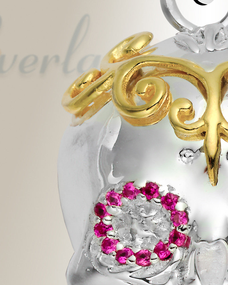Sterling Silver Calavera with Gemstones Cremation Urn Pendant