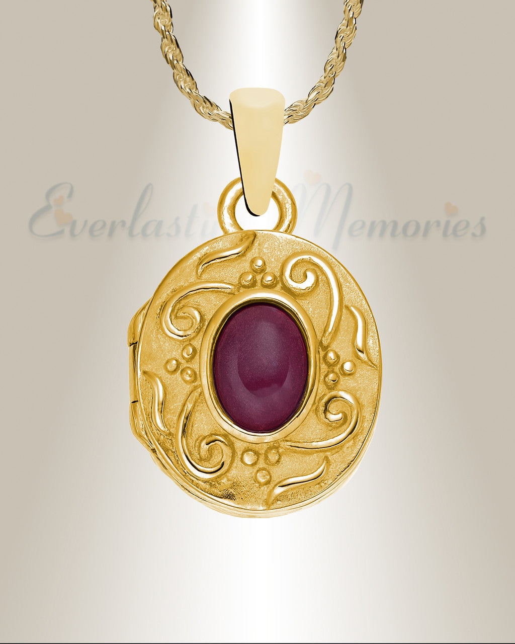 Gold Plated Fallon Round Picture Locket Cremation Urn Pendant