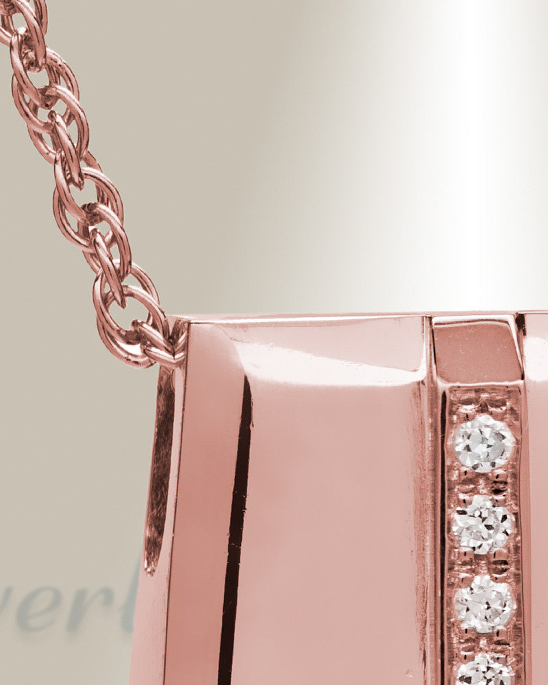 14K Rose Gold Eternity Sliding Rectangle Memorial Locket with Stones