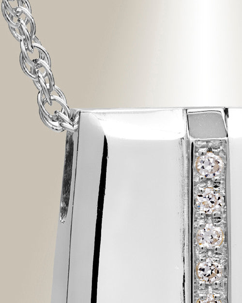 14K White Gold Eternity Sliding Rectangle Memorial Locket with Stones