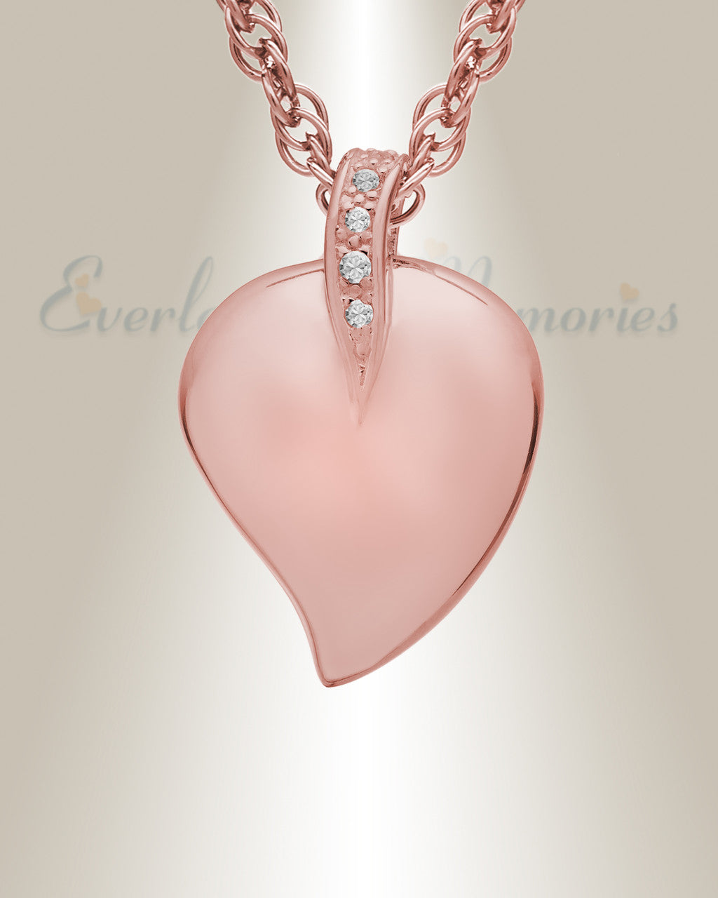 14K Rose Gold Fire Heart Urn Keepsake