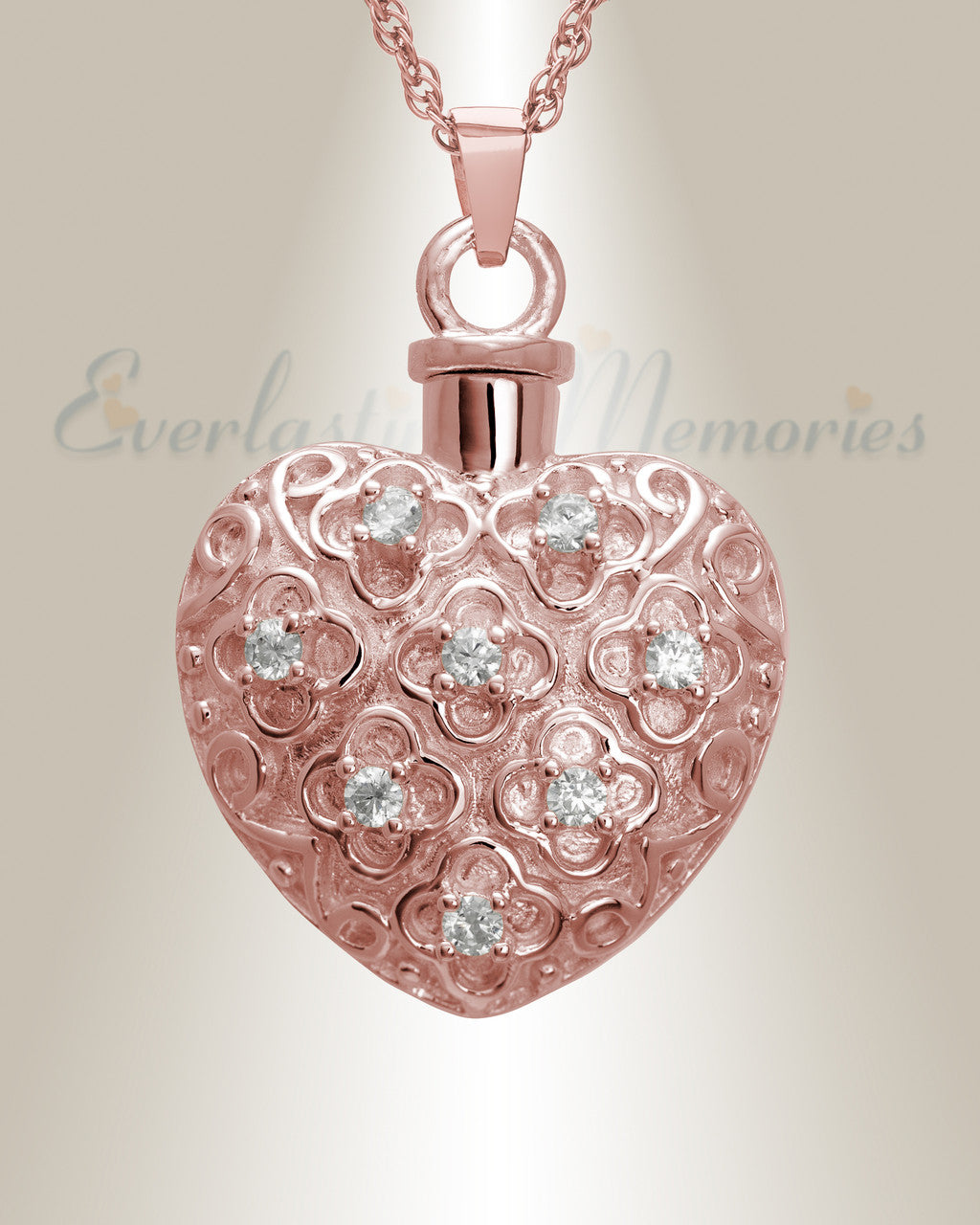 14K Rose Gold Twinkle Heart Jewelry Urn