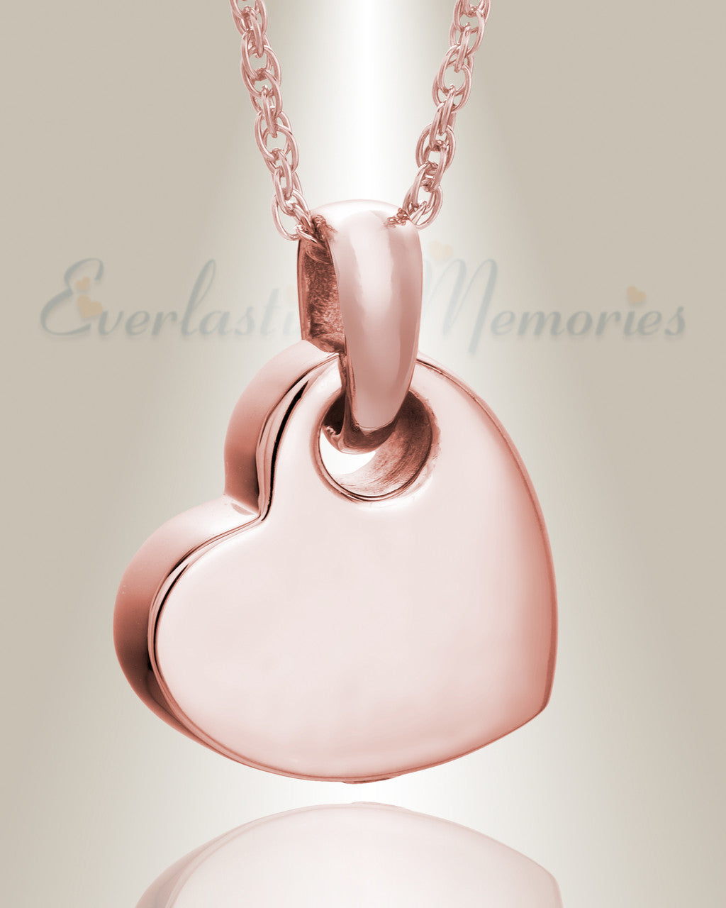 14K Rose Gold Charming Heart Cremation Keepsake Pendant