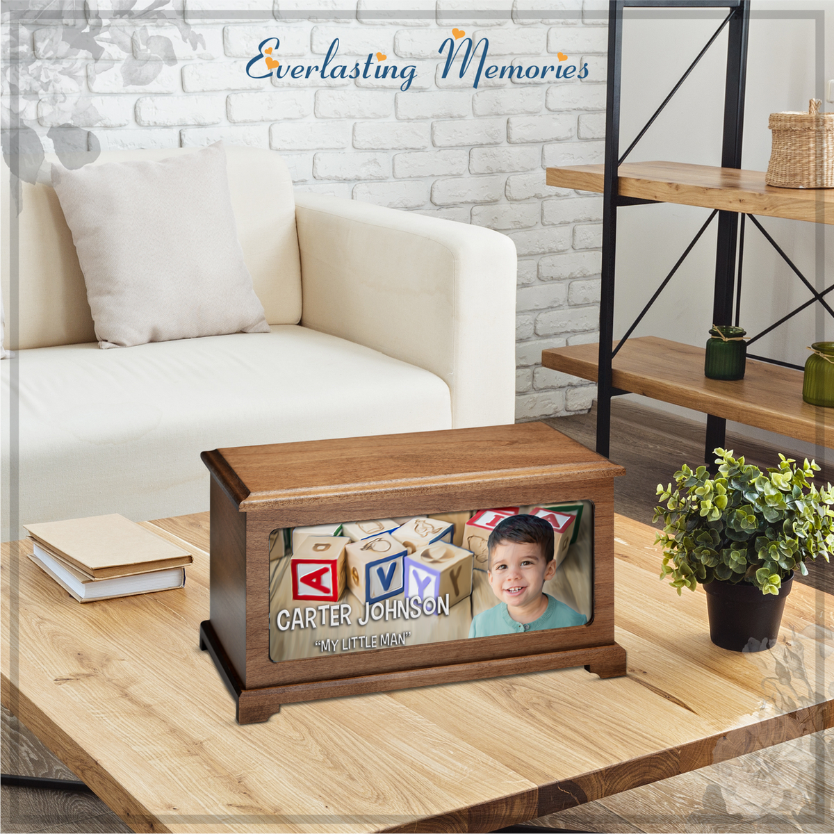 Alphabet Blocks Photo Urn for Ashes