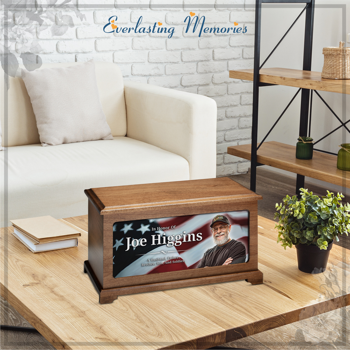 Veteran Flag Cremation Urn With Photo
