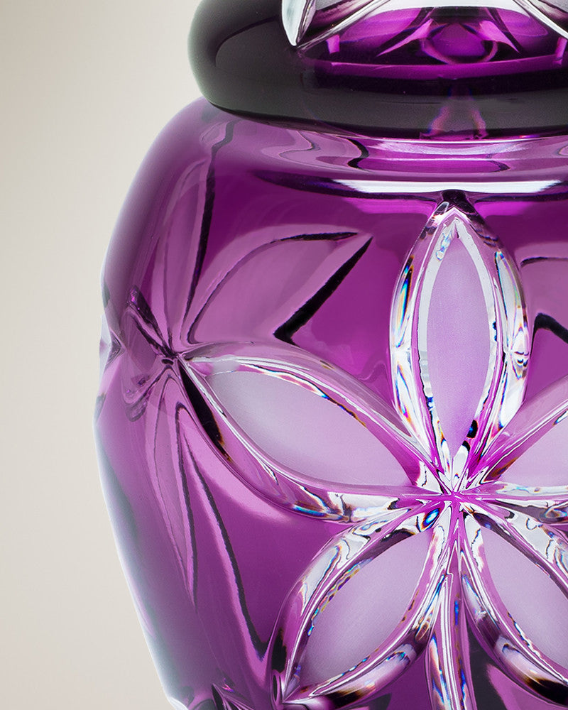 Keepsake Purple Flowers Crystal Urn