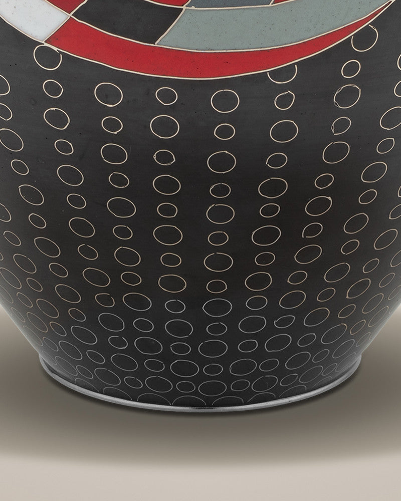 Red Art Deco Cremation Urn