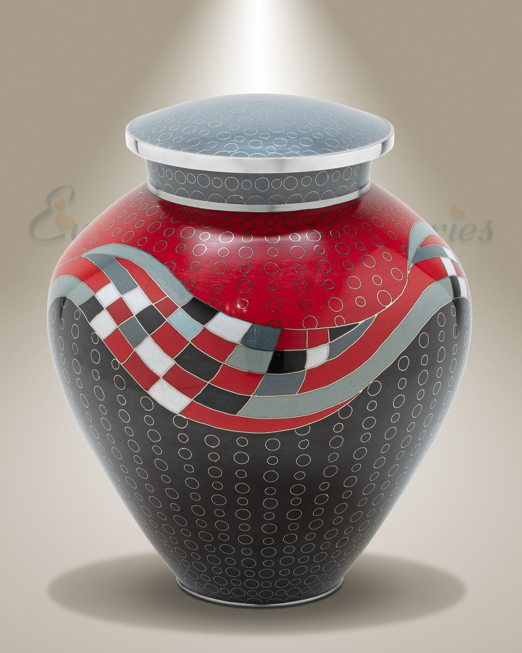 Red Art Deco Cremation Urn