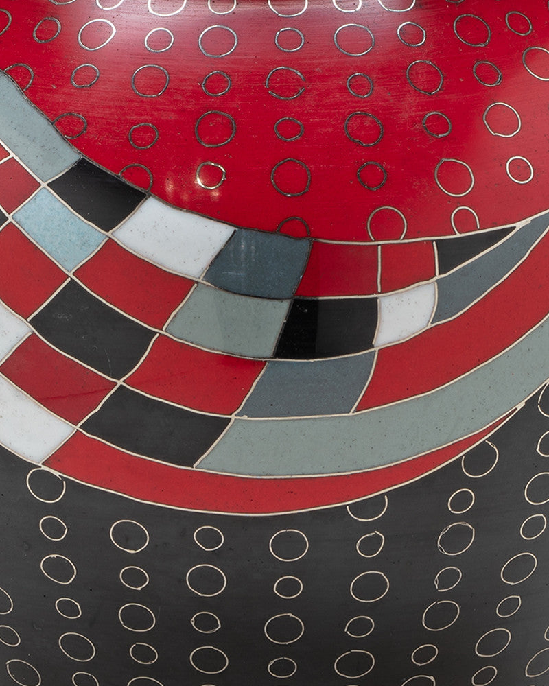 Red Art Deco Cremation Urn