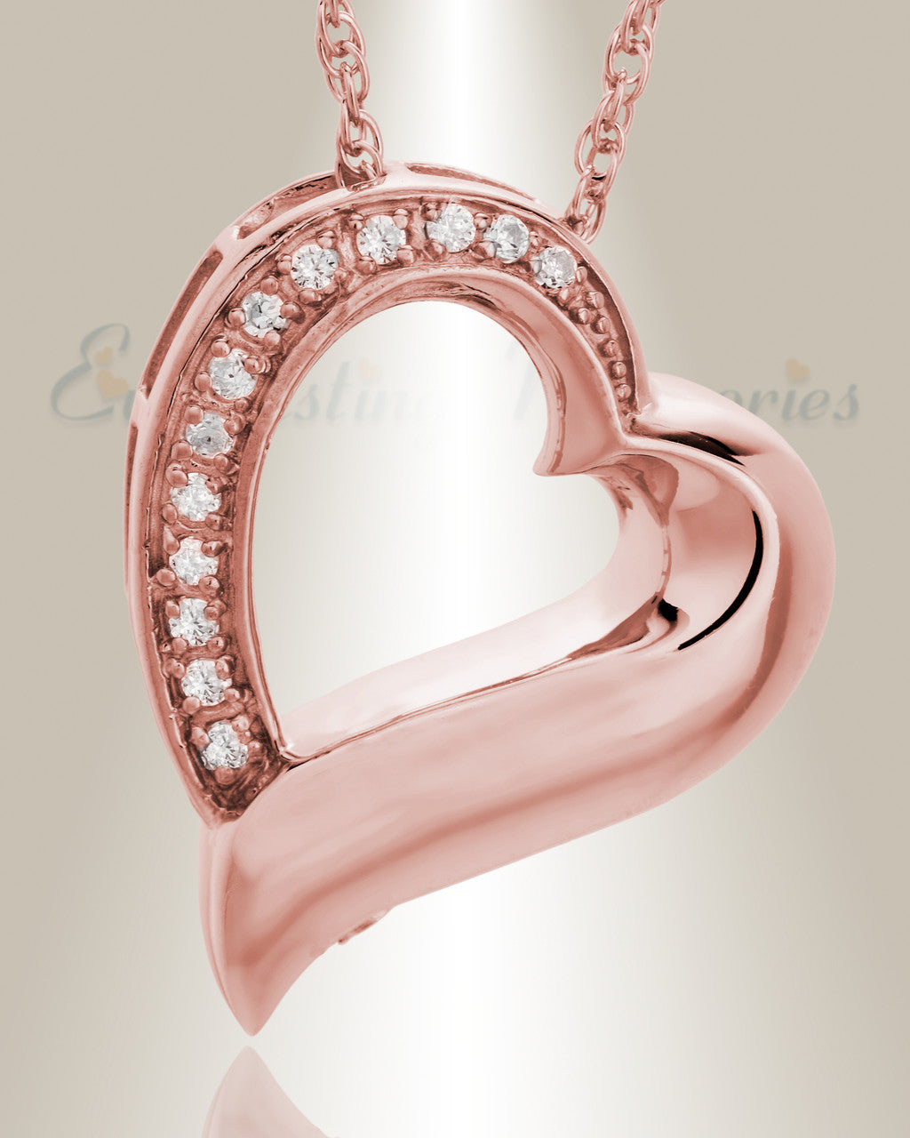14K Rose Gold Passion Heart Funeral Jewelry