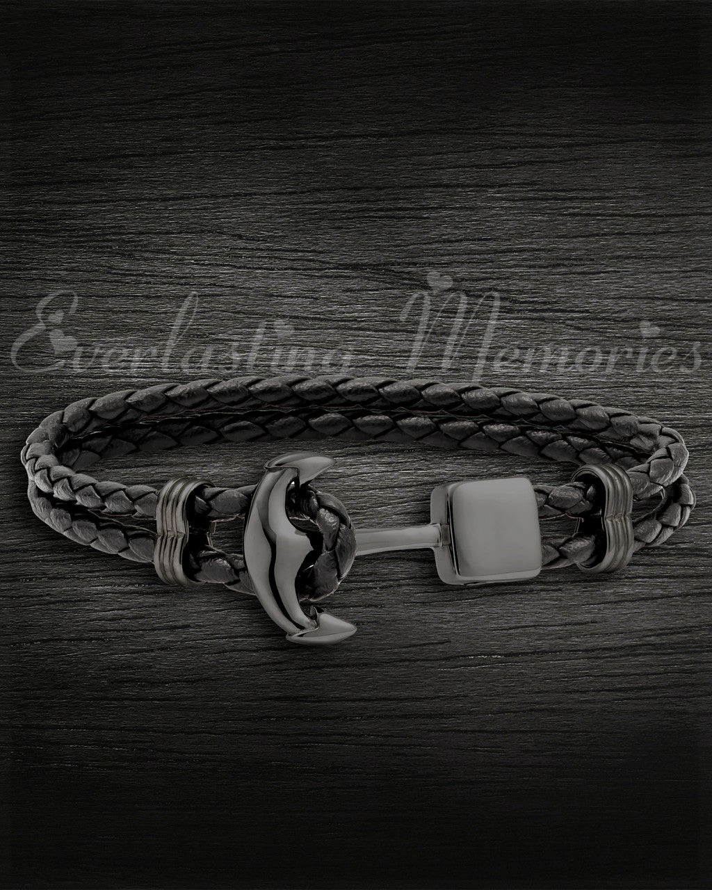 Black Stainless Steel Nautical Bracelet Cremation Jewelry