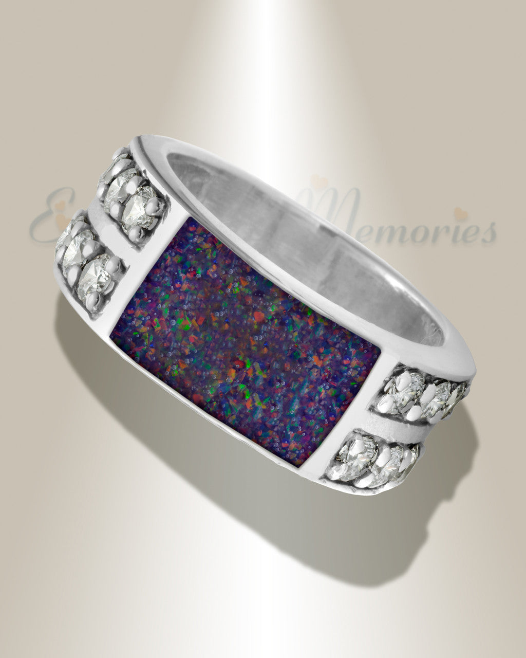 Men's Sterling Silver Yellowstone Ash Ring with Black Flame Opal