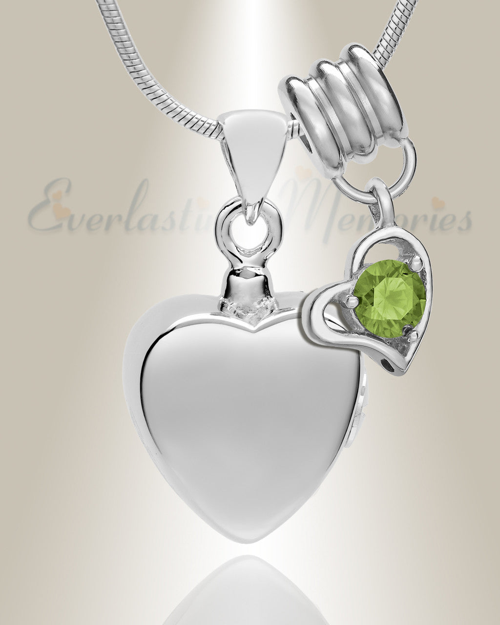 Silver August Simple Heart Urn Jewelry