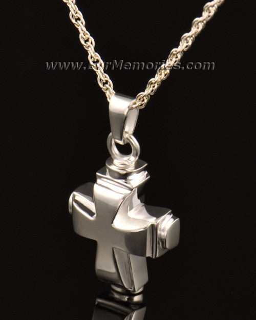 14k White Gold Classic Cross Cremation Keepsake