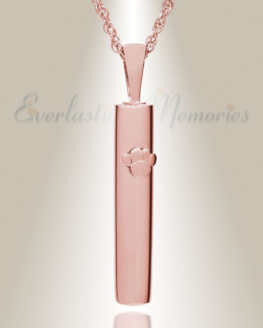 14K Rose Gold Pawed Cylinder Necklace Urn