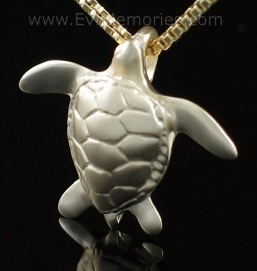 14K Gold Sea Turtle Funeral Jewelry