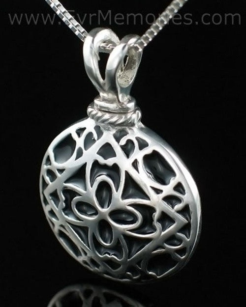 Filigree Round Urn Necklace - Silver