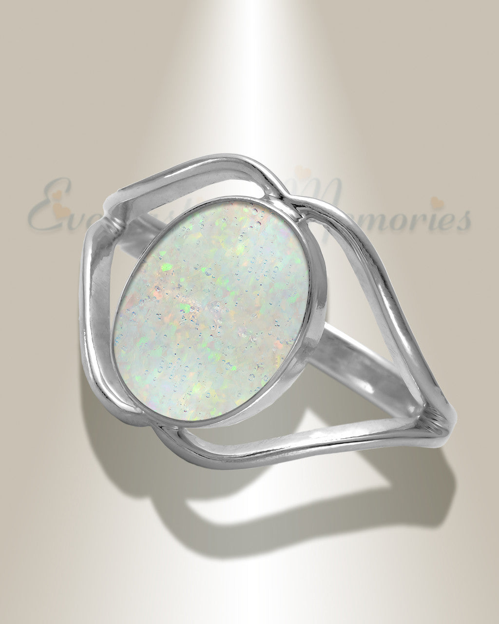 Women's Sterling Silver Spinnacker Ash Ring with Crushed Cream Opal