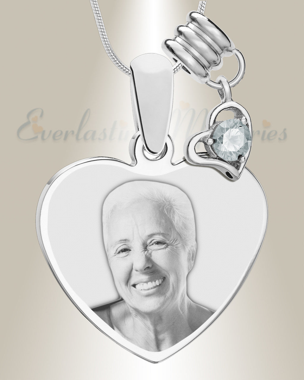 April Heart Photo Engrave Stainless Keepsake