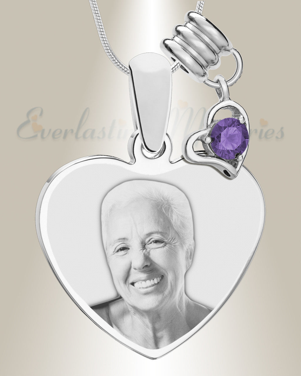 February Heart Photo Engraved Stainless Keepsake