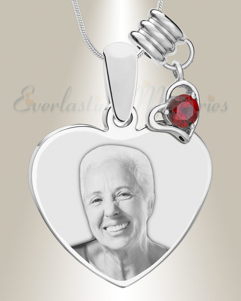 January Heart Photo Engraved Stainless Keepsake