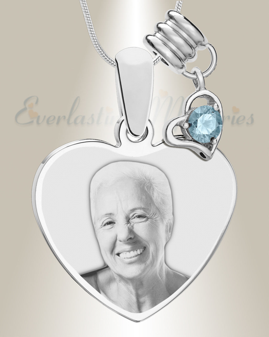 March Heart Photo Engraved Stainless Keepsake