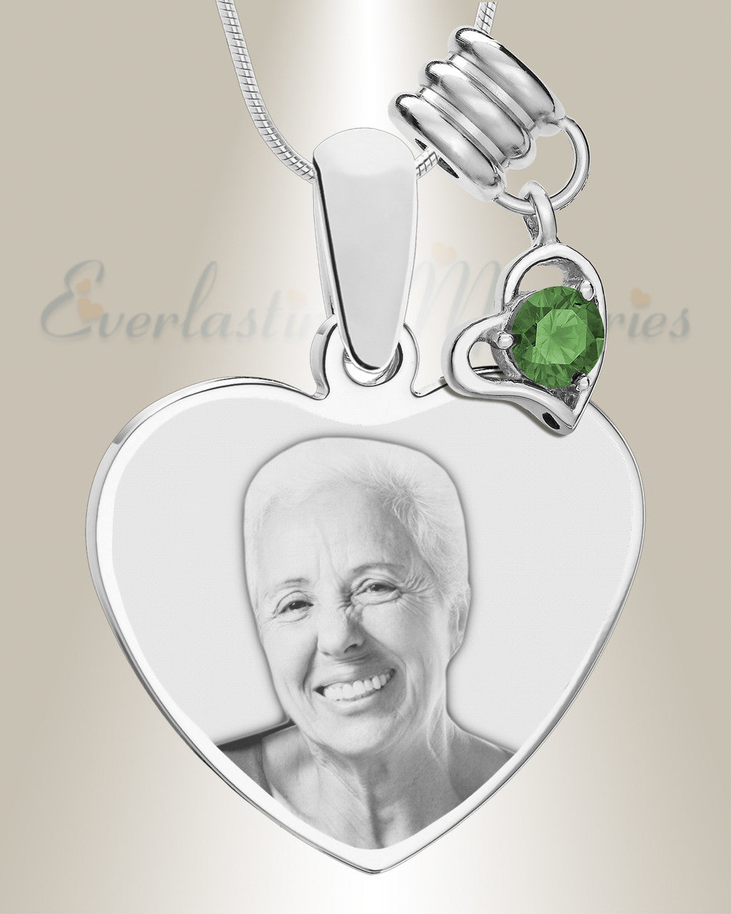 May Heart Photo Engraved Stainless Keepsake