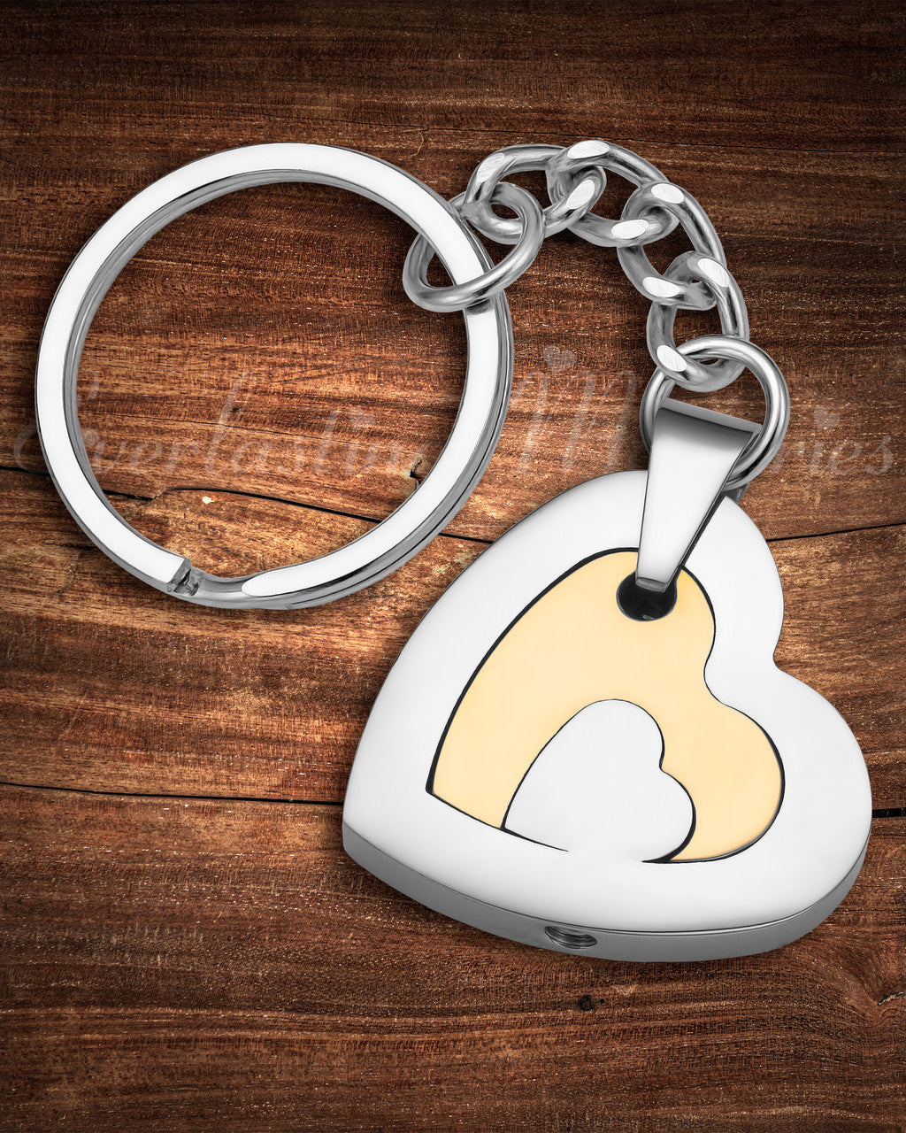 Rose Gold and Stainless Honesty Heart Cremation Keychain