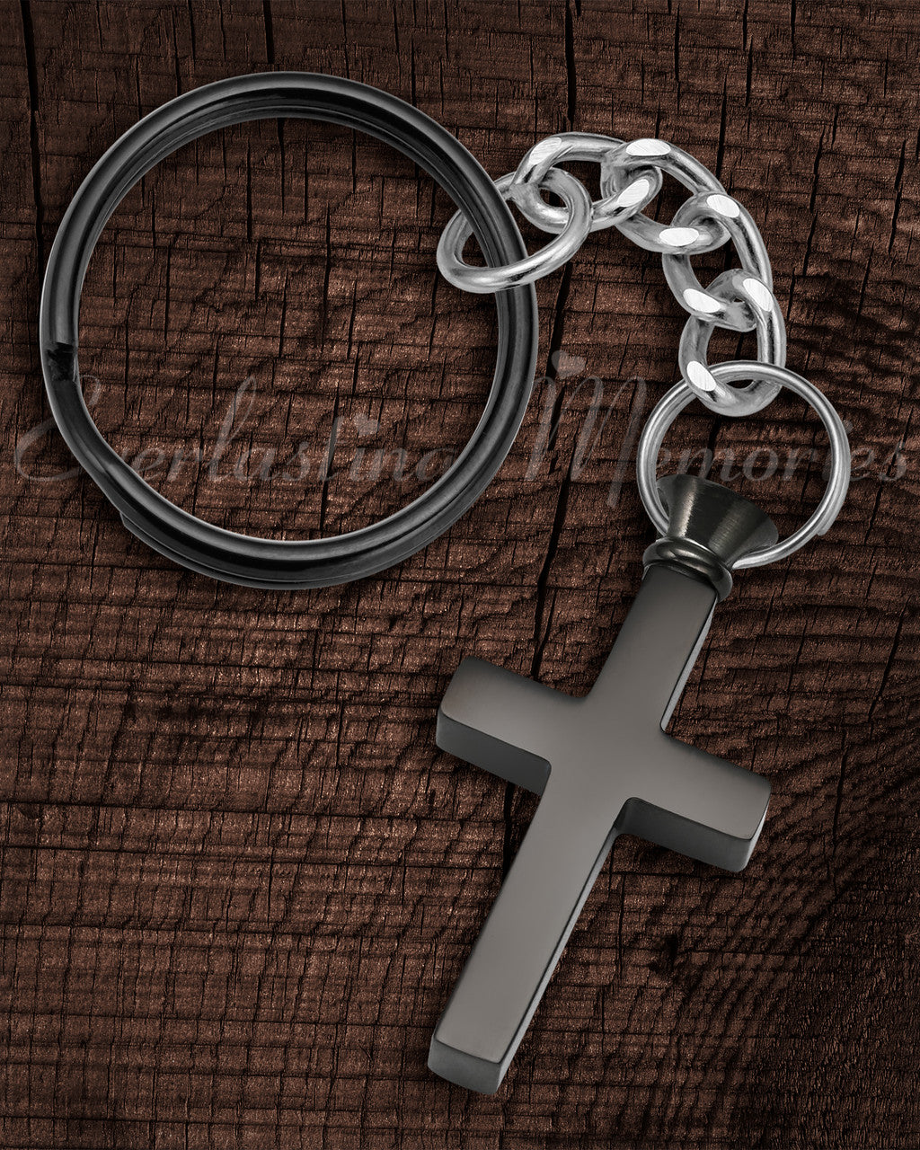Black Remembrance Cross Memorial Keychain