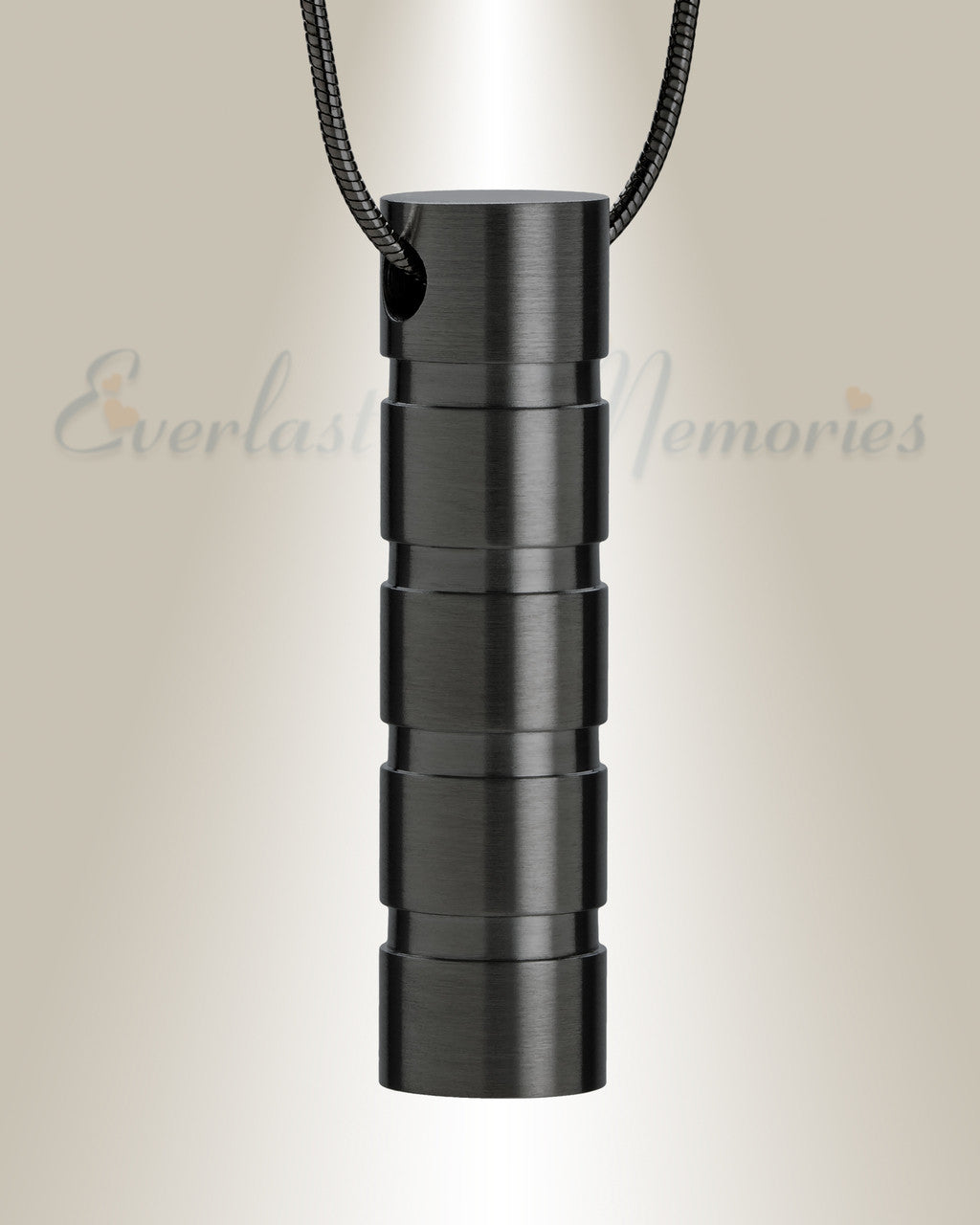 Black Carved Cylinder Cremation Jewelry