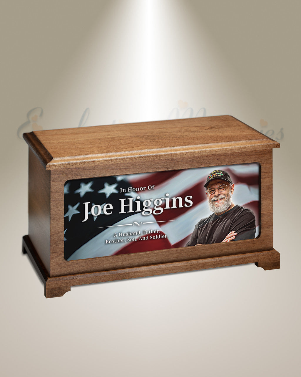 Veteran Flag Cremation Urn With Photo