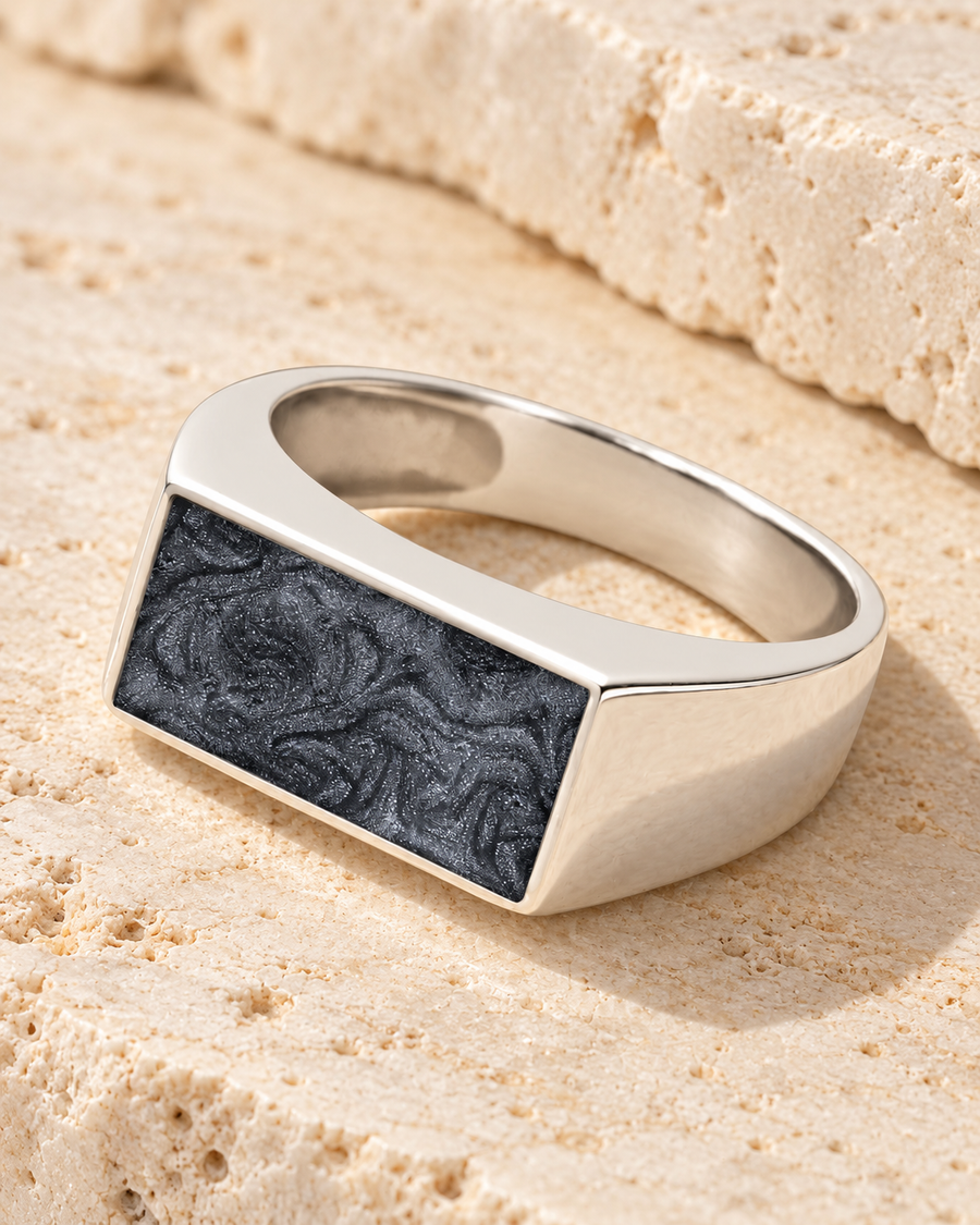 Men's Sterling Silver Drexel Ash Ring with Slate