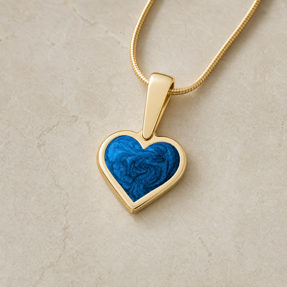 Solid 14K Gold Whitehall Heart Ash Resin Jewelry