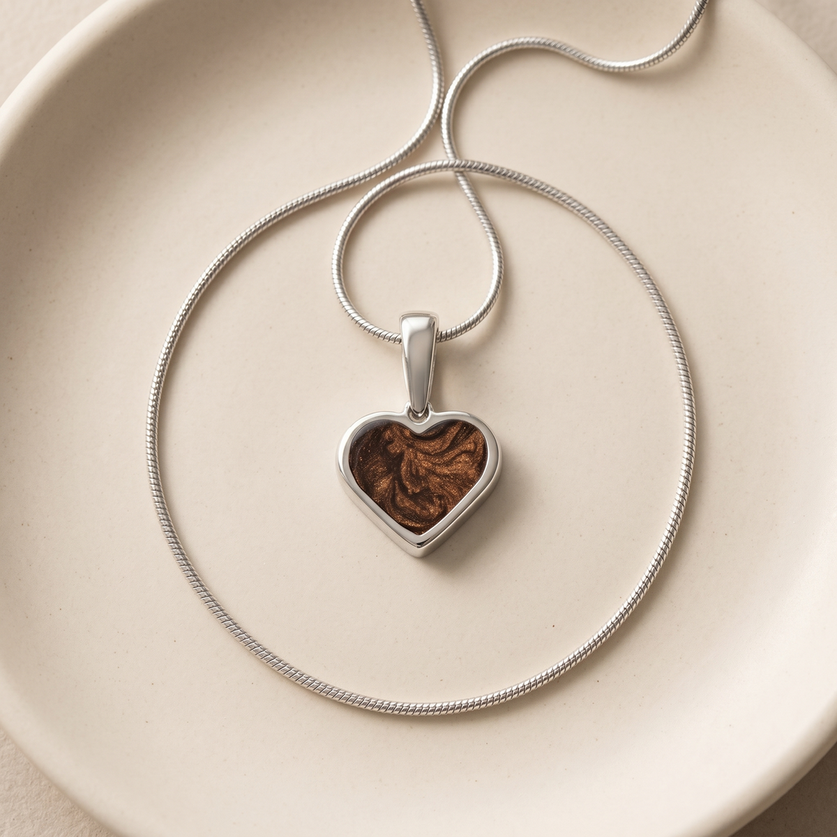 Silver Winnipeg Heart Ash Resin Jewelry