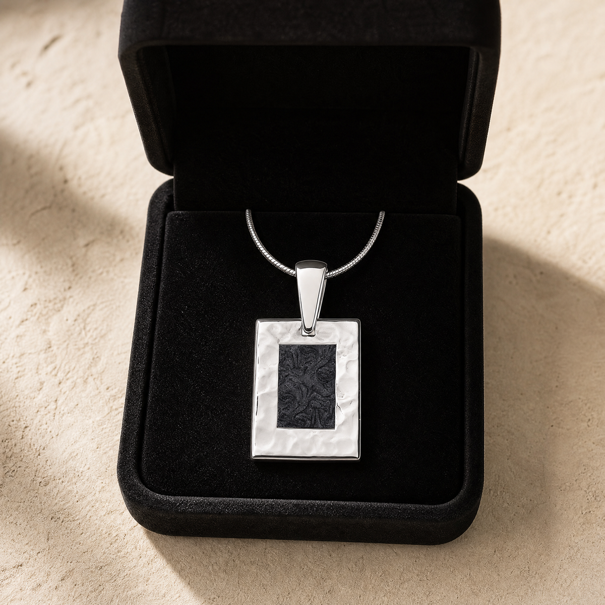 Solid 14K White Gold Stillwater Ash Resin Jewelry