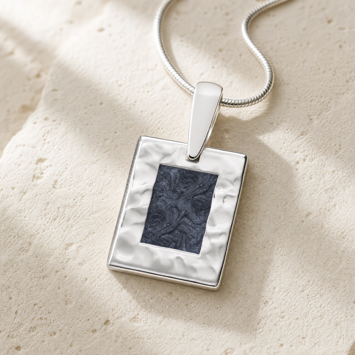 Solid 14K White Gold Stillwater Ash Resin Jewelry