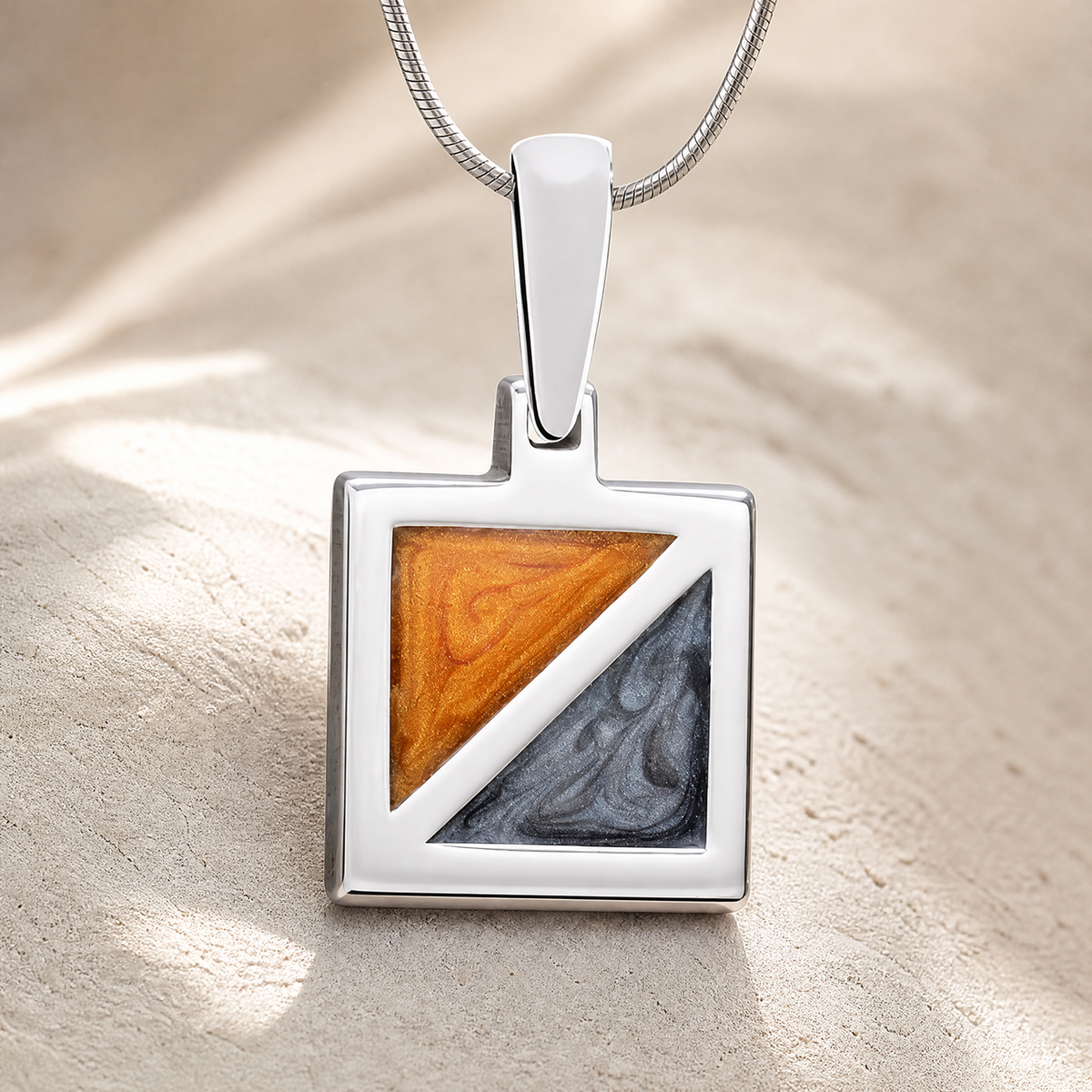 Solid 14K White Gold Dawn To Dusk Ash Resin Jewelry